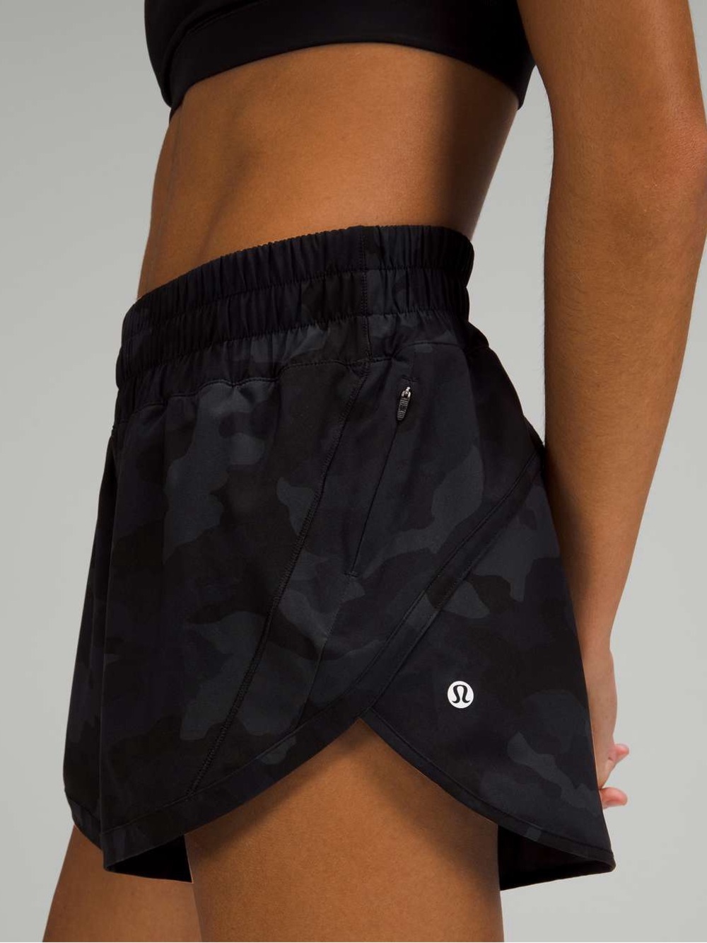 lululemon athletica Black Camo Tulip-Hem Athletic Shorts